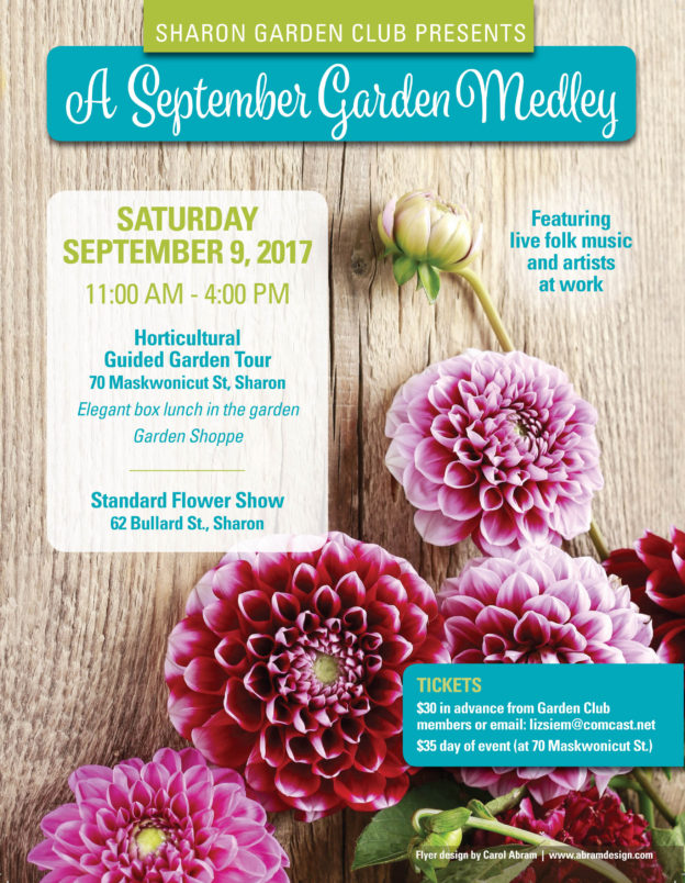 Sharon Garden Club Flyer for September Garden Medley event